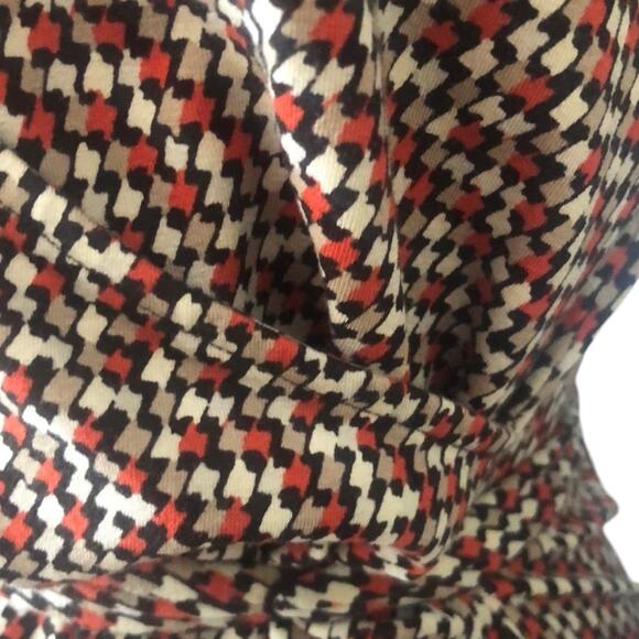 Talbots Faux Wrap Tie Waist Dress 3/4 Sleeve Stretch Geometric Size Small - Picture 4 of 8